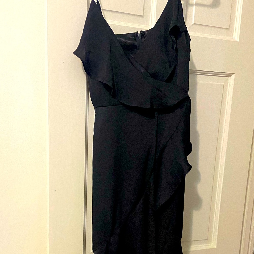 Express brand navy blue dress with ruffles high low dress size xs